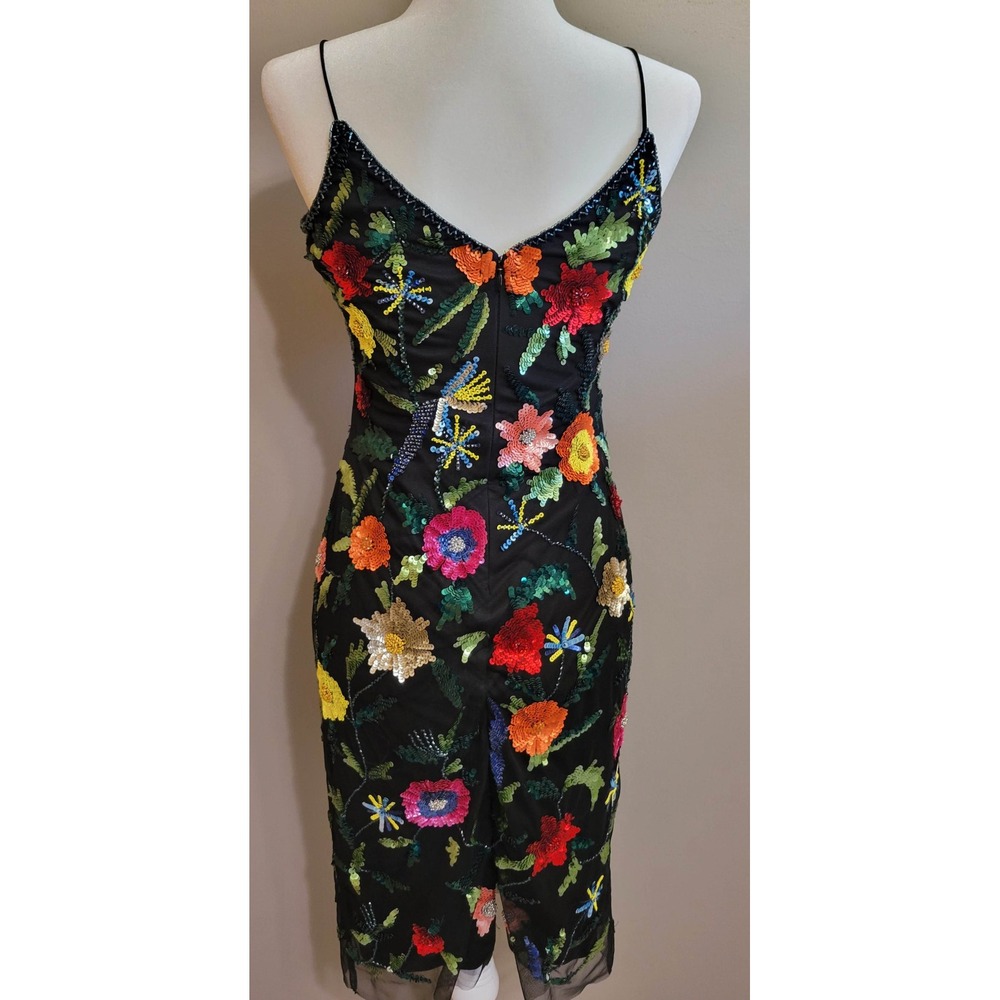 AIDAN Floral Embossed Sequined Cocktail Dress - Picture 2 of 10